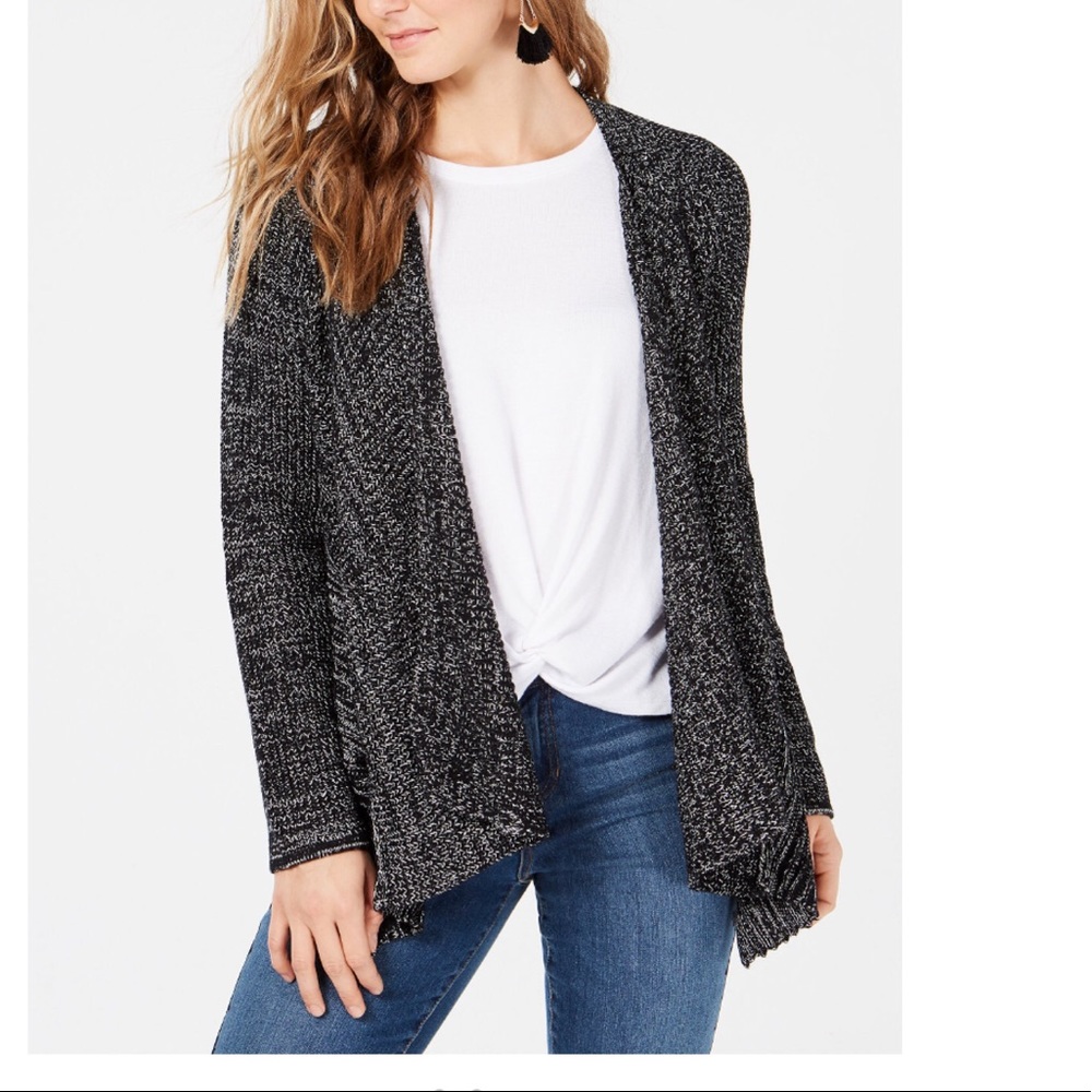 ❄️ Style & Co Marled Drape Front Cardigan M (NWT)